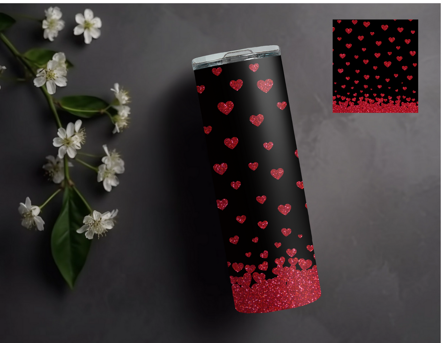 Floating Red Hearts 20oz. Tumbler